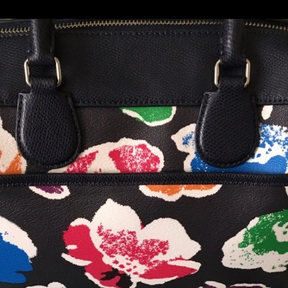 Coach Bennett Satchel Floral Print Navy Blue crossbody bag and handbag
